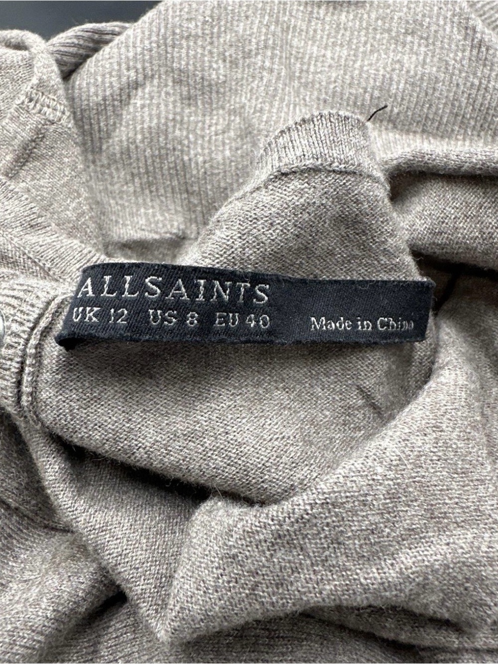 AllSaints Neutral Gray Knit Sweater Dress